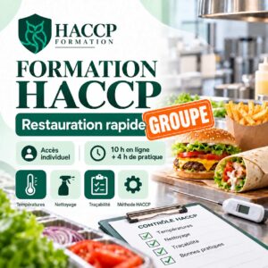 affiche de formation haccp avec badge groupe